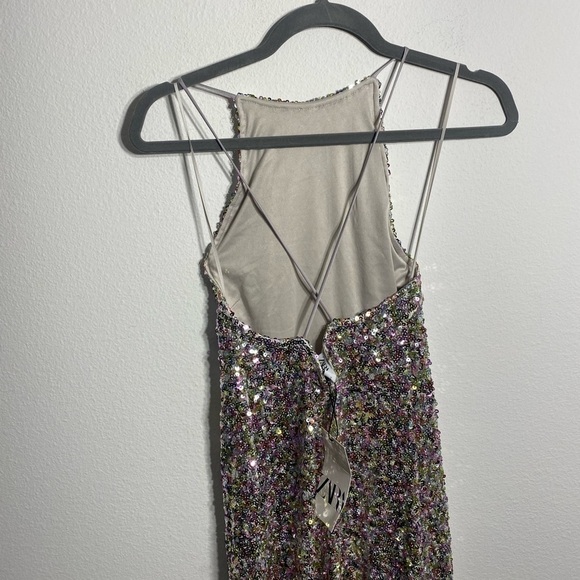 Zara Viral colorful SEQUIN KNIT HALTER DRESS NWT - Picture 14 of 14